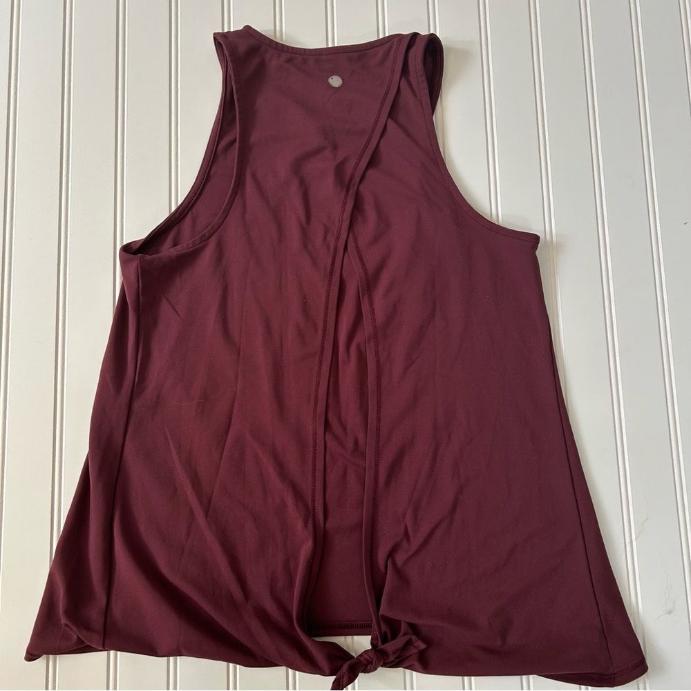 Yogalicious Split Open Back Tie Hem Tank Top Womens Burgundy Activewear Yoga XS - Picture 4 of 6